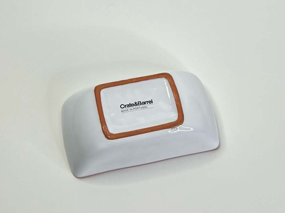 Crate & Barrel Calisto Terracotta White Rectangular Serving Dish Bowl Portugal - Picture 2 of 2